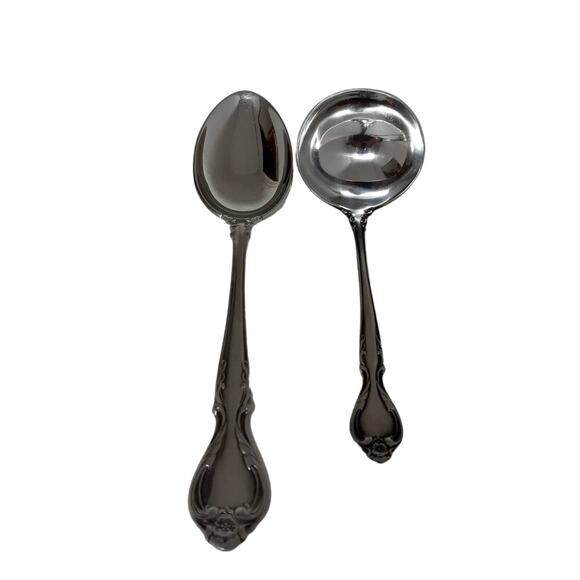 Lyons Queen Fancy Serving Spoon and Gravy Ladle Stainless Steele Vintage 1970s - Picture 6 of 16